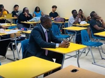 PHOTO of the Day: Premier Fahie & Hon Rymer mingle with HLSCC Students