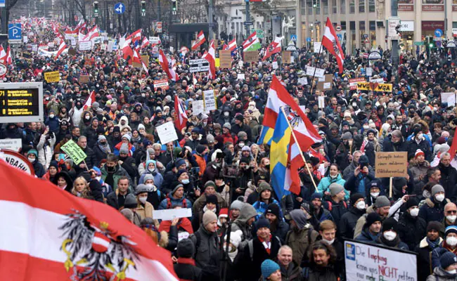 Tens Of Thousands Protest In Vienna Against Austria's Covid Restrictions