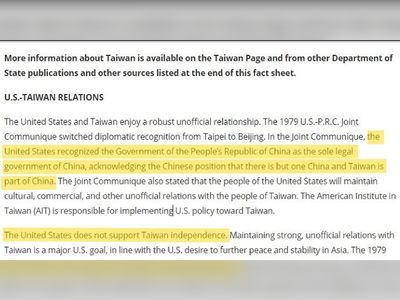 Is China next? US State Department site deletes 'Taiwan is part of China'