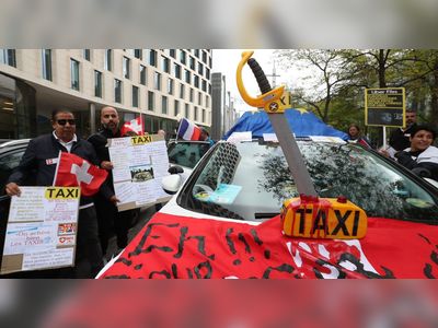 European taxi drivers block Brussels in Uber Files protest