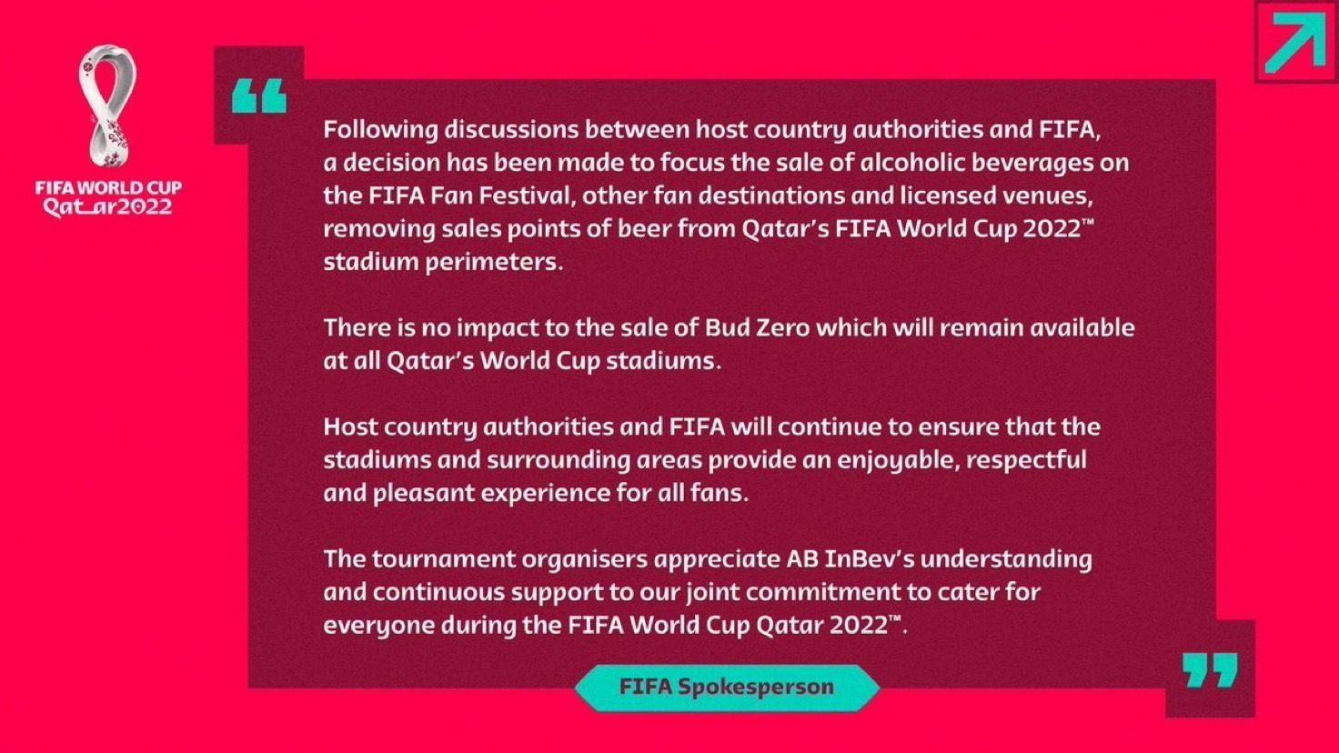 Faith first: Qatar bans alcoholic beverages around World Cup stadiums