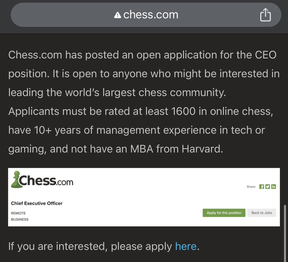 CEO job posting is real and it’s glorious