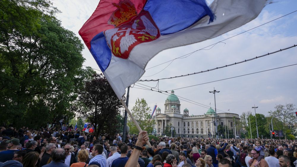 Thousands protest against violence in Serbia for third time in a month