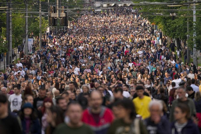 Tens of thousands protest growing wave of violence in Serbia