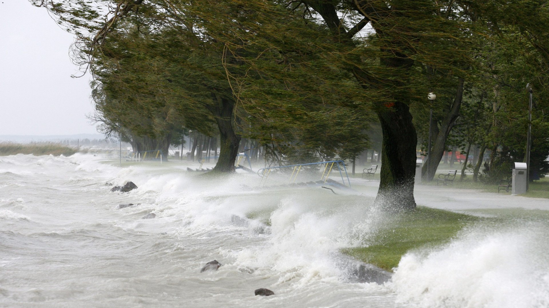 Lake Balaton Tilts Amid Stormy Weather